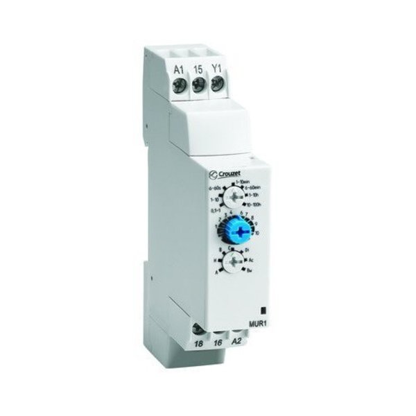 Crouzet MXR1 Multifunction Timer, DIN Rail, SPDT 8A, 24 VDC, 24-240 VAC 88827185
